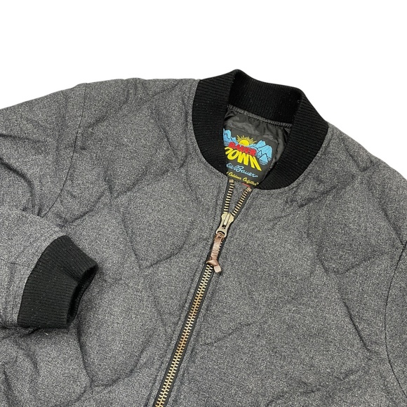 Eddie Bauer Large 1936 Skyliner Model Good Down Jacket Quilted Denim Color Zips - Picture 2 of 7